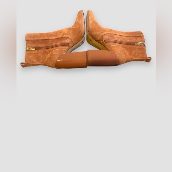 Vince Camuto Enverna Ankle Boots Women’s Size 7 Warm Caramel Leather Block Heel - Picture 4 of 8